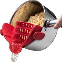 Pasta Strainer, Adjustable Silicone Clip-on Strainer for Pots and Pans, Kitchen Gadgets, Pasta, Food 1pcs raudona