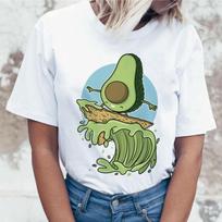 Avocado Kawaii Harajuku T-Shirt Women Ullzang Vagan T-Shirt Funny Cartoon 90s Korean Style Tshirt 2XL balta