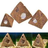 Akvariumo ornamentas kraštovaizdžio modeliavimas piramidės krevečių žuvų prieglaudos žuvų rezervuaro dekoras s brown