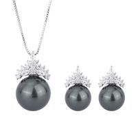 Copper Goods Plated With Real Gold, Hot Australian Fritillary Pearl Necklace Earrings Set, Pendant Earrings gray