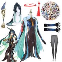 Žaidimas Liyue Xianyun Cosplay Debesų Sergėtojos Kostiumas Suknelė Perukas Kiniško Stiliaus Kostiumas Moterims Helovino Vakarėlio Kostiumas L-(Full set+wig) black