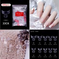 500Pcs Nail Tips Short Press On Nails Flower-shaped With Handle Top Forms For Nails Gel For Extension Self Adhesive False Nails 500PCS white