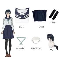 Amanai Riko Cosplay Anime Jujutsu Kaisen Riko Amanai Cosplay Costume JK Uniform Skirts Top Wig Halloween Costume for Girls Women L-(Full set+wig)
