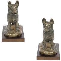 Vokiečių aviganis, Elzaso vilkšunis - šuns statulėlė, figūrėlė biurui, trofėjus šunų parodai pagal Art-Dog prekės ženklą ruda