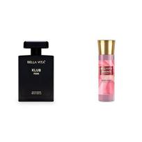 Bella Vita Luxury Klub Men Eau De Parfum Liquid Senorita Women Body Spray Mist Perfume for Refreshing Floral with Mint 150 Ml black