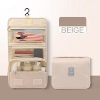 Hanging Toiletry Bag - Large Cosmetic Makeup Travel Organizer For Men & Women With Sturdy Hook One Size smėlis