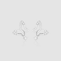 Butterfly Stud Earrings Female Tide Autumn and Winter Niche Design Sense Asymmetrical Inlaid Zircon Animal Earrings