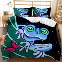 3D animal bedding set frog down duvet cover pillowcase 2/3pc single and double soft quick drying bed cover gift home textile Baby 100x135cm