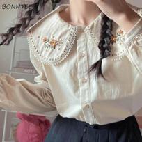 Autumn Korean Fashion Sweet Shirts Women Cute Style Vintage Students Pure Girls Harajuku Clothes New Design Kawaii Chic Aesthetic Tops S abrikosas