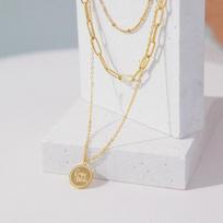 Senior Fashion Geometric Women Pendant Necklaces Joker Fine Gold Multilayer Chain Metal Party Necklace Jewelry 45cm auksas