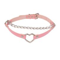 Seksualus Šaltas Roko Gotikinis Grandininis Kaklo Papuoalas Steampunk Karoliai Chokeriai Moterims Vyrams PU Odos Gotikinė Širdies Punk Choker Karoliai rožinė