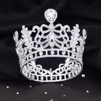 Baroque Crystal Diadem Luxury Bridal Tiaras Wedding Crown for Women Circle Prom Party Cake Ornaments Crown Jewelry Headdress gray
