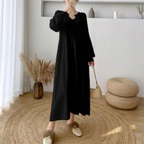 Chic Solid Long Sweater Dress Women's Autumn Winter New Elegant Loose Plus Size Clothes Pleated Design Long Casual Knit Dresses M juoda