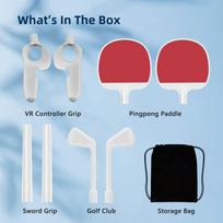 VR sporto žaidimų priedų rinkinys, golfo klubas, stalo teniso irklas, kardo rankena, suderinama su „Meta Quest 3“ valdiklio priedais, skirtais „Beat Saber“ / „Golf“ Package:24.5*27.1*6cm balta/raudona