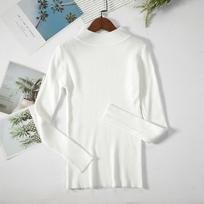New Autumn Long Sleeve Base Knitted Sweater Women Winter Fashion Half High Collar Pullover Women Sweaters Vintage Slim Fit Solid Casual Knitwear 24970 One Size balta