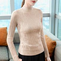 Korean Style Knitted Sweater with Lazy Style and Fashionable High Neck Base Top for Women One size