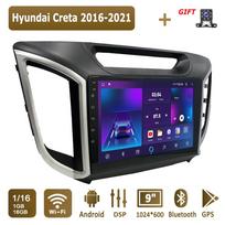 „Android Carplay“ automobilio radijas, skirtas „Hyundai Creta 2016-2021“ daugialypės terpės grotuvo galvos blokas, stereo GPS navigacija BT WIFI 2+32GB 1+16GB gray