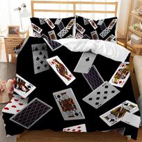3D Pokerio žetonų patalynės komplektas Kortų personalizuotas raštas Pūkų antklodės užvalkalas Pagalvės užvalkalas 2/3 vnt. Karališko dydžio Karališko dydžio lova Berniukui Vyrui Minkštus namų tekstilės gaminius DE 100x135cm