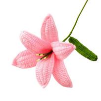 Hand-knitted Crochet Lily Bouquet Vibrant Color Non-fading Realistic Hand Woven DIY Craft Flower Gifts Home Wedding Decoration Adult Sex Wear rožinė