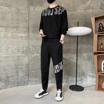 Laisvalaikio sportinis kostiumas vyrams pavasariui ir rudeniui naujas apvalaus kaklo džemperis laisvas gražus kostiumas 4XL gray