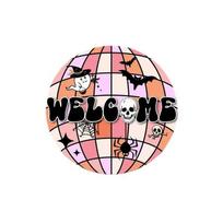 Halloween Doorplate Halloween Welcome Sign Halloween Disco Ball Sign Doorplate Horror Decoration One Size black