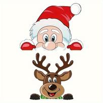 Christmas Car Decals Cartoon Pattern Self-Adhesive Santa and Reindeer Vinyl Stickers for Vehicle Decoration raudona
