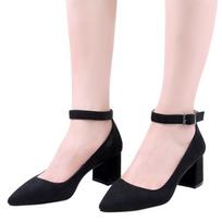 Moteriški 55 mm aksominiai kulniukai su čiurnos dirželiu Slingback Aukštakulniai Storu kulnu Kulniukai Šventei Vestuvinei Suknelei Madingi Batai 38 juoda