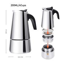 200/300 ml nerūdijančio plieno espreso perkoliatorius kavos virimo aparatas espreso puodo kavos aparatas 200ML gray