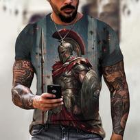 „Sparta Graphic Tee“ vyriški marškinėliai vyrams Drabužiai, dideli marškinėliai, vyriški marškinėliai, 3D spausdinimas, vasaros viršutiniai drabužiai, kasdieniai trumpomis rankovėmis gatvėje S gray