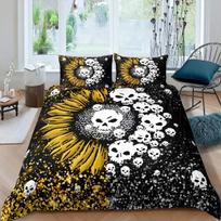Rankų dažymo varnų kaukolės patalynės komplektas Viengulis Twin Dvigulis Queen King Cal King Dydžio Lovaties rinkinys 70x133cm 2pcs black