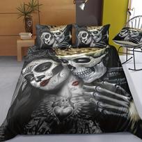 Soft and Comfortable Skeleton Print Duvet Cover Set for Bedroom and Guest Room Includes 1 Duvet Cover and 2 Pillowcases 135X200cm 2PCS black