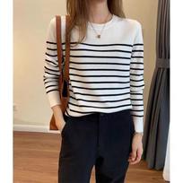 Female Jumper Loose Knitted Sweaters Stripe Baggy Sweater Women Pullover Streetwear Long Sleeve Knitted Tops Plus Size XXXL balta