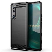 Skirtas Sony Xperia 5 III xperia5 iii minkštam silikoniniam dėklui Prabangus telefono dangtelis, skirtas xperia 5iii prabangiems anglies pluošto galiniams dėkliams For Xperia 5 III juoda