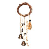 Rattan Bell Pendant Wind Chime 32cm Hand-Woven Witch Bell for Home Decor Positive