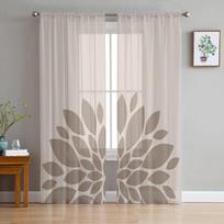 Gėlė Dahlia Tiulis Užuolaidos Svetainė Virtuvė Šifoninė Užuolaida Miegamasis Balkonas Permatomos Užuolaidos Mados namų dekoras 135W x 114H(cm) white