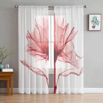 Mėlynos gėlės abstrakčios balto tiulio užuolaidos gyvenamojo kambario užuolaidoms langams permatomos modernios užuolaidos miegamojo dekorui 135W x 114H(cm) white