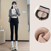 Women High Waist Seamless Shark Leggings Warm Cashmere Tight-Fitting Slim Yoga Pants S