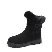Autumn Winter Middle Tube PU Leather Snow Boots For Women Cross-Border Large Size Fur Velvet Thick Heel Boots 35-43 35 juoda