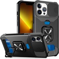 Dėklas IPhone 15 14 Pro Max 13 12 Pro Max 8 7 Plus Mini SE, tvirtas apsauginis, su slankiojančiu kameros dangteliu ir kortelės laikiklio dangteliu iPhone 6