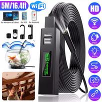Belaidis endoskopas Wifi boreskopas inspekcinė kamera 1200P HD IP68 vandeniui atspari gyvatės kamera su 8 LED, skirta Android Ios planšetiniam kompiuteriui PC one size juoda