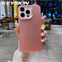 KEYSION Metallic Aurora Skin Matte Case for iPhone 16 Pro Max 16Plus Silicone Shockproof Phone Cover for iPhone 15 14 13 Pro Max for iPhone 16 rožinė