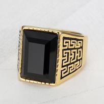 Vintage Big Square Red Crystal Ruby Topaz Gemstones Diamonds Rings for Men 18k Gold Filled Titanium Stainless Steel Bague Bands 7