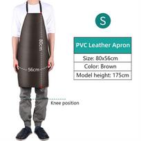 Oilproof Kitchen Apron PVC Leather Waterproof Comfortable Brown S