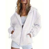 New Fashion Solid Plus Size Hooded Sweatshirts Women Autumn Long Sleeve Sports Casual Hoodies Jacket for Women Street Loose Zipper Coats Tops 25295 S balta