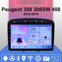 Automobilių radijas Android Auto Carplay, skirtas Peugeot 308 308SW 408 2010-2016 Multimedijos grotuvas galvos blokas Stereo GPS navigacija BT WIFI 1+16GB 1+16GB juoda