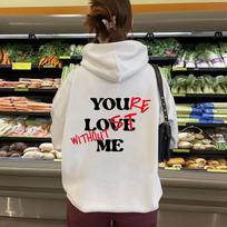Rudens ir žiemos megztinis „You Love Me“ abėcėlės raštas su gobtuvu, rankovėmis ant pečių, vilnos megztinis, moteriškas XS