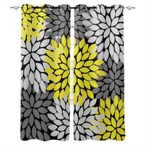 Yellow Dahlia Flower Blackout Curtains For Living Room Window Curtains For Bedroom Kitchen Curtains Drapes Blinds W135 x H60cm