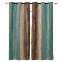 Green Retro Wood Grain Blackout Curtains For Living Room Bedroom Printed Window Treatment Drapes Home Decor W135 x H60cm