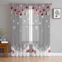 Kalėdinės ir žieminės snaigės užuolaidos svetainei, miegamajam, namų dekoravimui, langų voilo tiulio užuolaidos W135 x H114cm gray