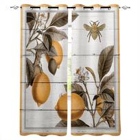 Lemon Bee Retro Leaves Blackout Curtains For Kitchen Bedroom Kids Room Window Treatment Curtains for Living Room W135 x H60cm